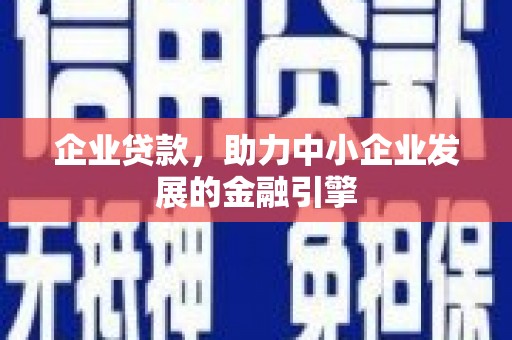 大溪企业贷款，助力中小企业发展的金融引擎