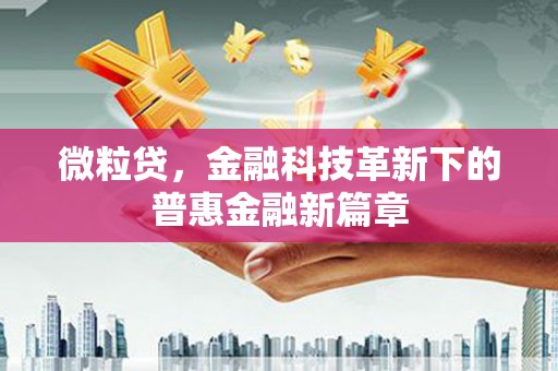 威宁微粒贷，金融科技革新下的普惠金融新篇章