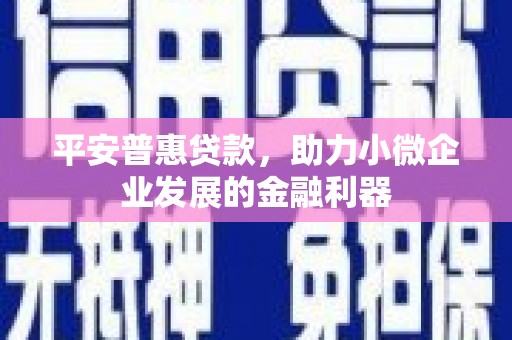 铅山平安普惠贷款，助力小微企业发展的金融利器